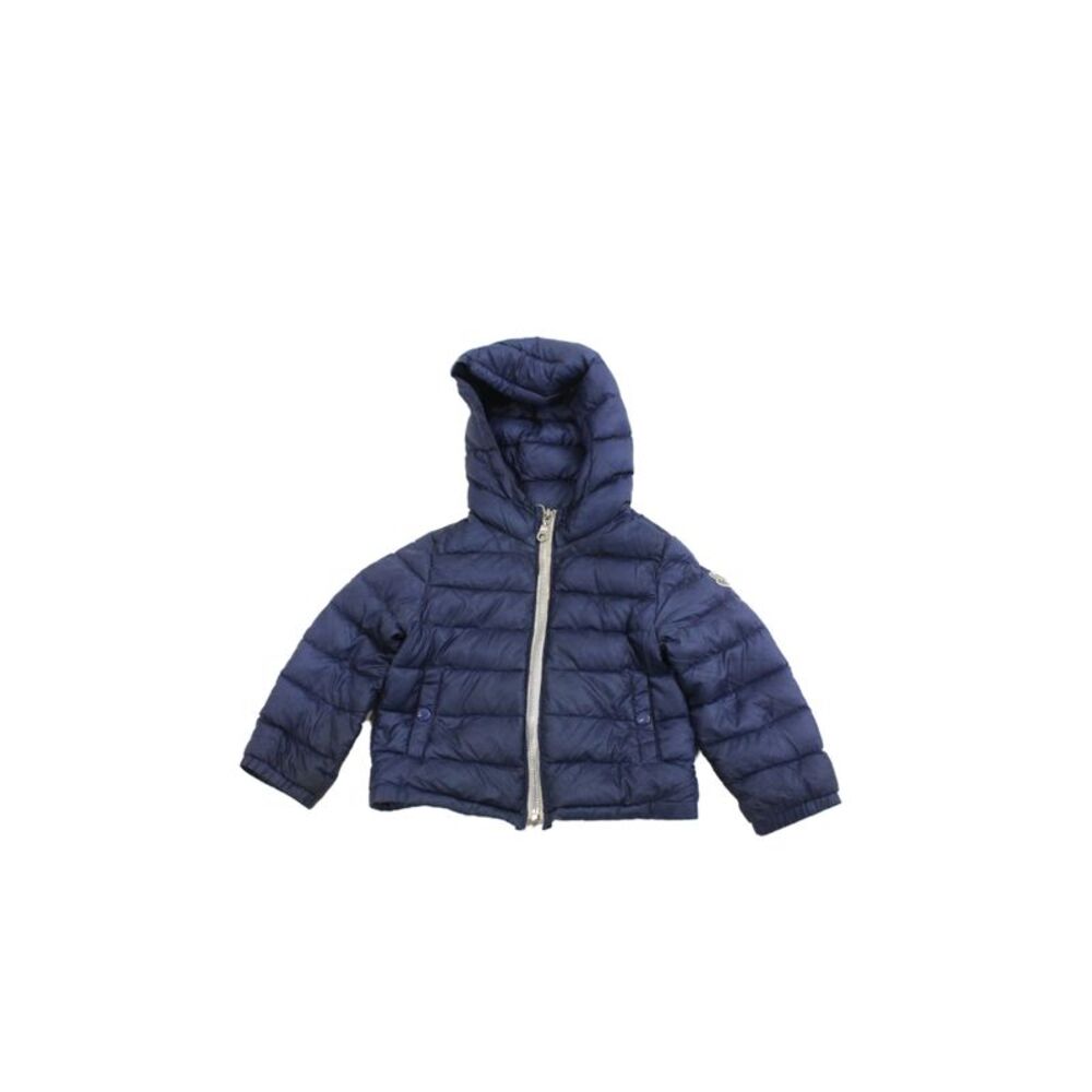 Moncler Boys Long Sleeve Front Zip Down Quilted Hooded Jacket Navy Size 9-12M